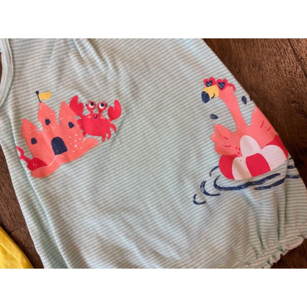 Carters Baby‎ Girl Clothes Lot 3 Months Rompers Outfits Summer Sand Castle